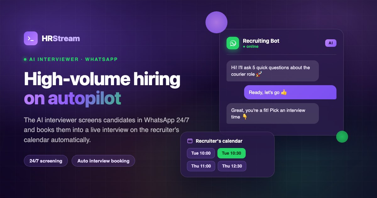 AI interviewer screening a job candidate in a WhatsApp chat